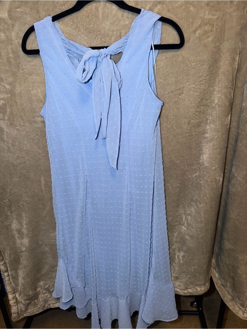 Signature by Robbie Bee Light Blue Sleeveless Midi Dress with Back Tie